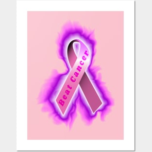 pink breast cancer ribbon Posters and Art